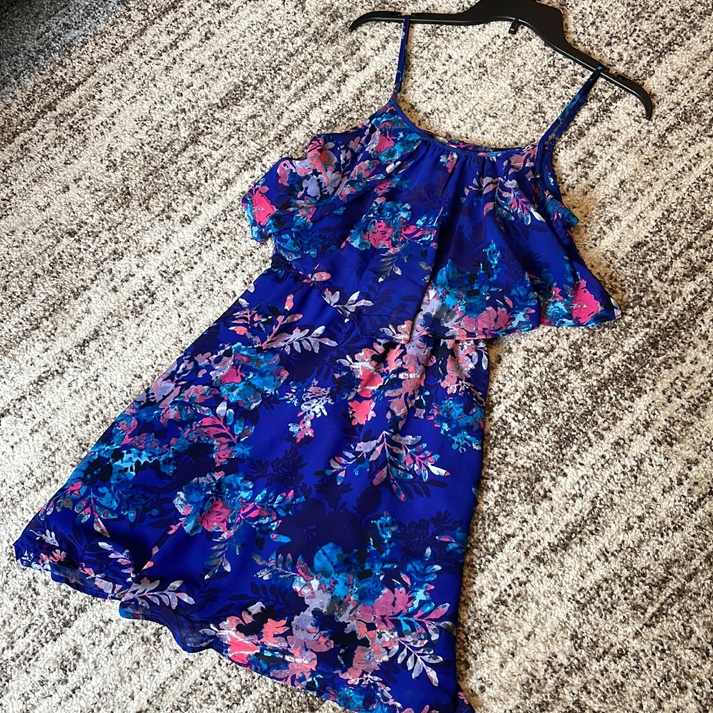 Women’s Xhiliration Blue Floral Dress
